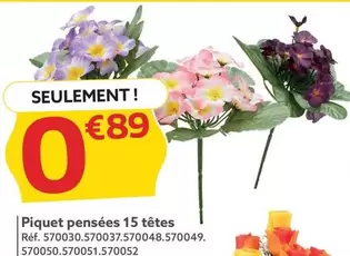 Piquet Pensées 15 Têtes