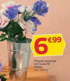 Piquet Pivoines Et Roses 18 Têtes