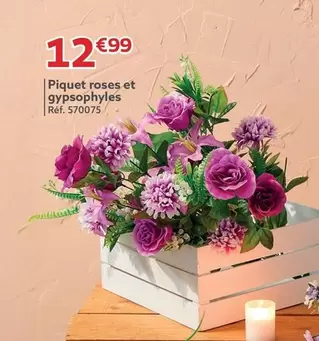 Piquet Roses Et Gypsophyles