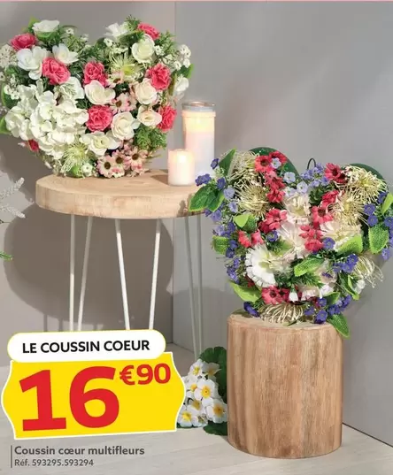 Coussin Cœur Multifleurs