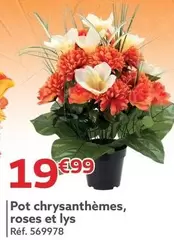 Pot Chrysanthèmes, Roses Et Lys