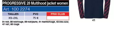 Progressive 28 Multihood Jacket Women offre à 75€ sur uhlsport