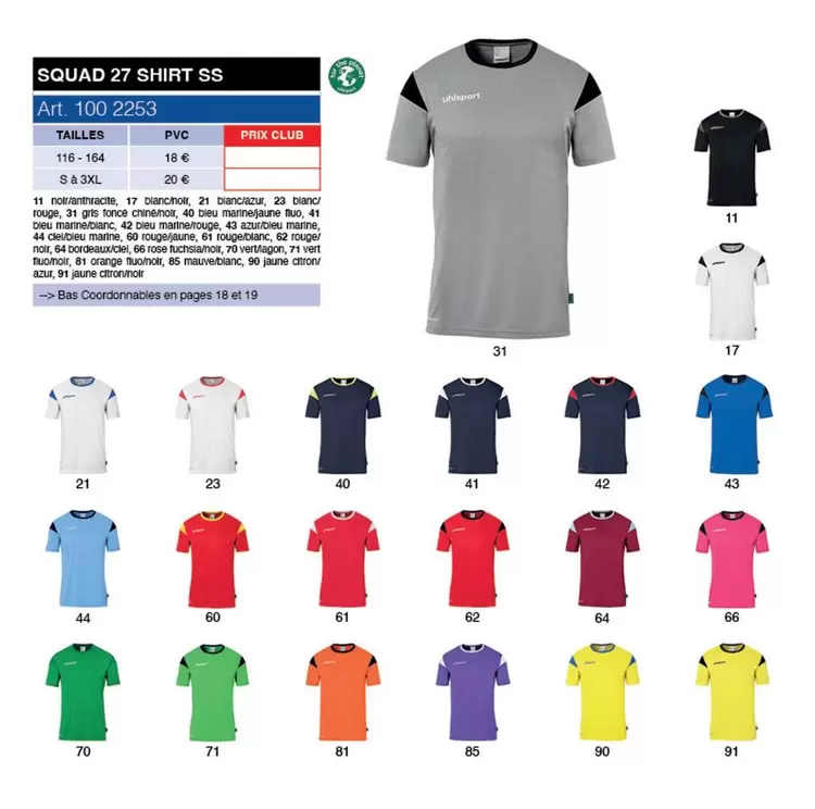 Squad Z Shirt 55" offre à 18€ sur uhlsport