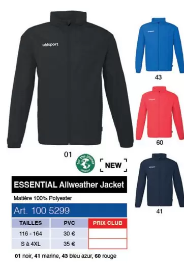 Uhlsport - Essential Allweather Jacket offre à 30€ sur uhlsport