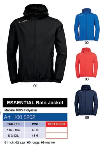 Uhlsport - Essential Raln Jacket offre à 40€ sur uhlsport