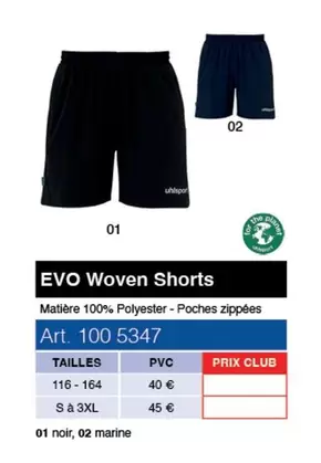 Evo Woven Shorts offre sur uhlsport