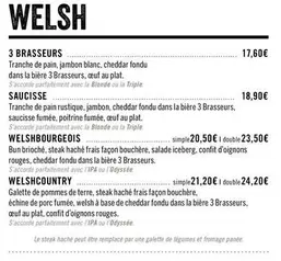 Welsh offre à 17,6€ sur Les 3 brasseurs