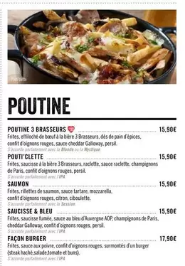 Poutine 3 Brasseurs offre à 15,9€ sur Les 3 brasseurs