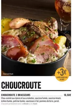 Choucroute   offre à 16,5€ sur Les 3 brasseurs