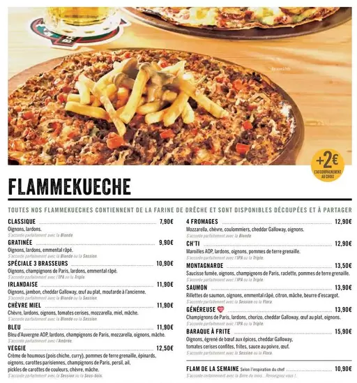 Flammekueche offre à 7,9€ sur Les 3 brasseurs