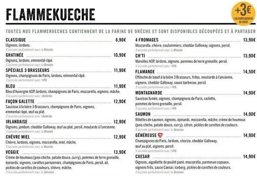 Flammekueche offre à 8,9€ sur Les 3 brasseurs