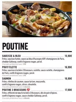 Poutine Saucisse & Bleu offre sur Les 3 brasseurs