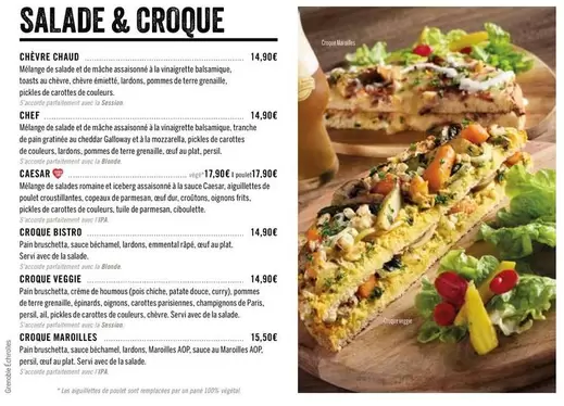 Salade & Croque offre à 14,9€ sur Les 3 brasseurs