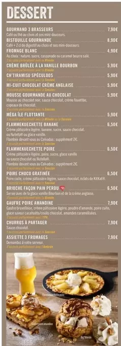 Dessert offre sur Les 3 brasseurs