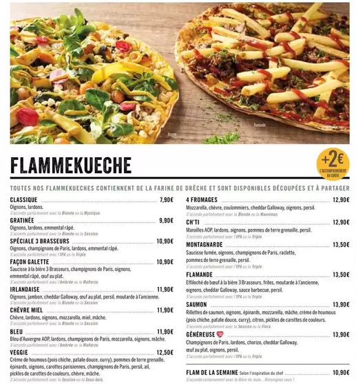 Flammekueche offre sur Les 3 brasseurs