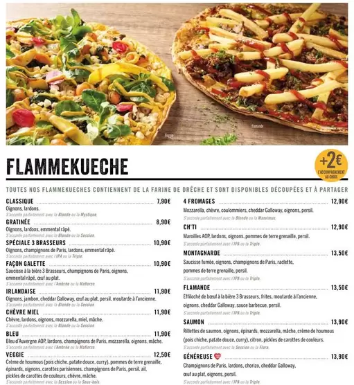 Flammekueche offre sur Les 3 brasseurs