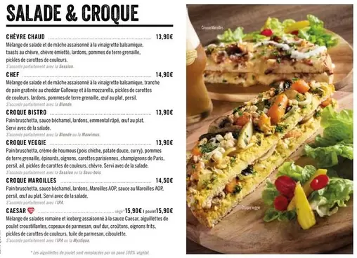 Salade & Croque Chèvre Chaud offre à 13,9€ sur Les 3 brasseurs