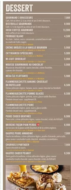 Dessert offre à 4,5€ sur Les 3 brasseurs