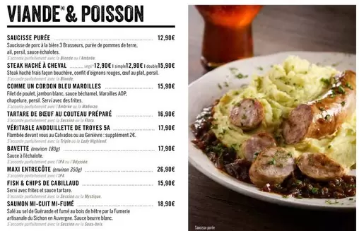 Viande & Poisson  offre à 12,9€ sur Les 3 brasseurs