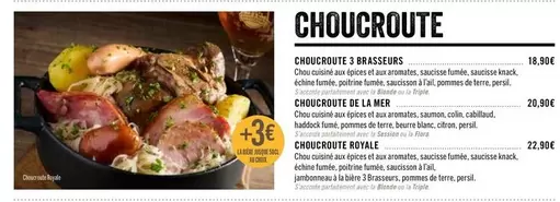 Choucroute  offre à 18,9€ sur Les 3 brasseurs