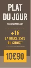 Plat Du Jour offre à 10,9€ sur Les 3 brasseurs