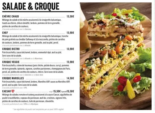 Salade & Croque offre à 13,5€ sur Les 3 brasseurs