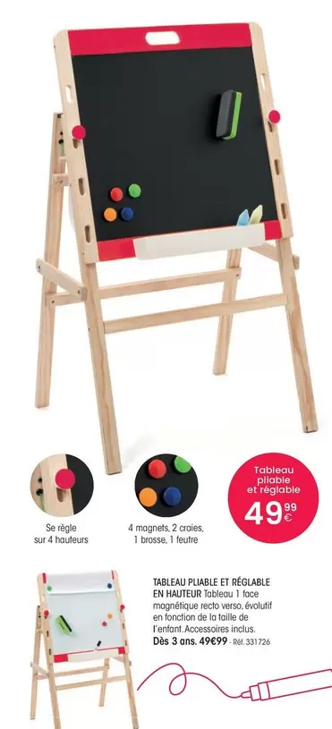 Tableau Pliable Et Réglable En Hauteur offre à 49,99€ sur Oxybul