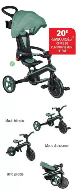 Globber - Tricycle Pliable Explorer 4 En 1 Olive offre à 199,99€ sur Oxybul