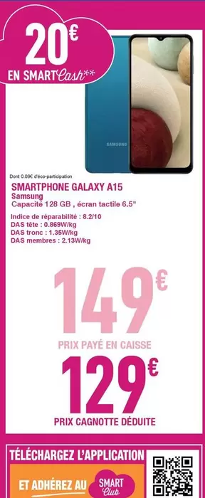 Samsung - Smartphone Galaxy A15 offre à 149€ sur Carrefour