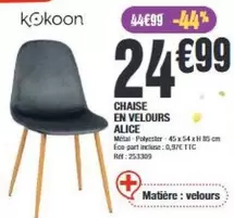 Kokooon - Chaise En Velours Alice