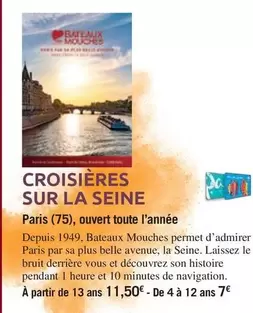 Croisières Sur La Seine offre à 11,5€ sur Carrefour Contact