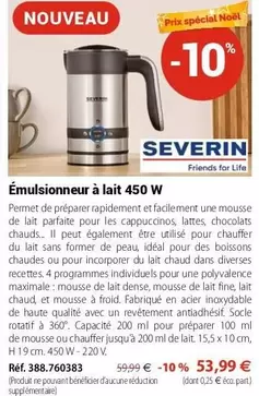 Severin - Émultionneur À Lait   offre à 53,99€ sur Mathon