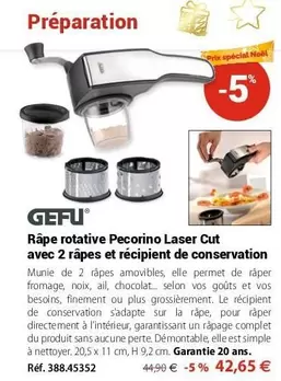 GEFU - Râpe Rotative Pecorino Laser Cut Avec 2 Râpes Et Récipient De Conservation offre à 42,65€ sur Mathon