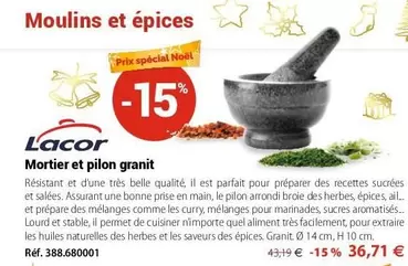 Lacor - Mortier Et Pilon Granit offre à 36,71€ sur Mathon