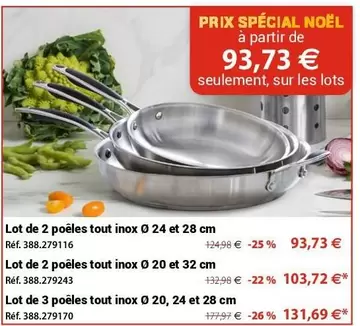 Lot De 2 Poêles Tout Inox 24 Et 28 Cm offre à 93,73€ sur Mathon