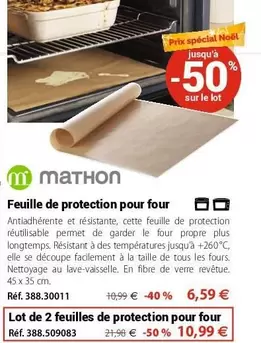 Mathon - Feuille De Protection Pour Four offre à 6,59€ sur Mathon