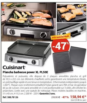 Cuisinart - Plancha Barbecue Power XL PL50E offre à 158,94€ sur Mathon