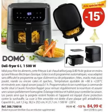 Domo - Deli-Fryer 6 L 1 500 W offre à 84,99€ sur Mathon