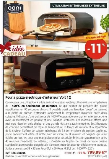 Onni - Four À Pizza Électrique D'intérieur Volt 12 offre à 799,99€ sur Mathon