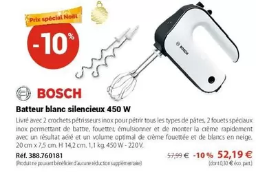 Bosch - Batteur Blanc Silencieux 450 W offre à 52,19€ sur Mathon