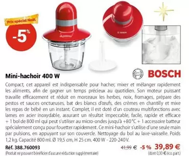 Bosch - Mini-Hachoir 400 W offre à 39,89€ sur Mathon