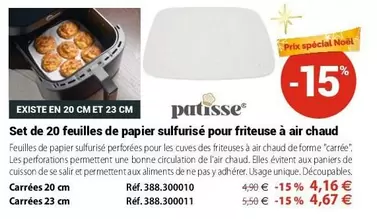 Patisse - Set De 20 Feuilles De Papier Sulfurisé Pour Friteuse À Air Chaud Carrees 20cm offre à 4,16€ sur Mathon