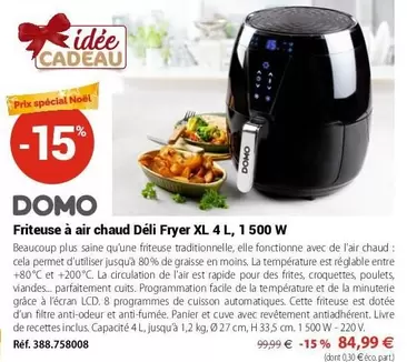 Domo - Friteuse À Air Chaud Déli Fryer Xl 4 L, 1 500 W offre à 84,99€ sur Mathon