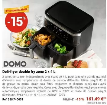 Domo - Deli-fryer Double Fry Zone 2 X 4 L offre à 161,49€ sur Mathon