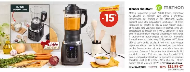 Mathon - Blender Chauffant offre à 135,99€ sur Mathon