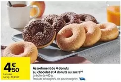 Donuts - Assortiment De 4  Au Chocolat Et 4  Au Sucre offre à 4,5€ sur Carrefour