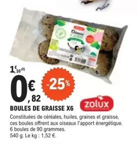 Zolux - Boules De Graisse X6 offre à 0,82€ sur E.Leclerc Brico