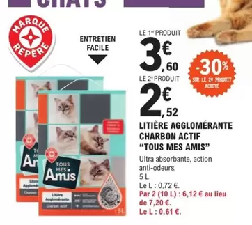 Tous Mes Amis - Litière Agglomérante Charbon Actif offre à 3,6€ sur E.Leclerc Brico