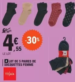 Ti Majaia - Lot De 5 Paires De Socquettes Femme offre à 4,55€ sur E.Leclerc