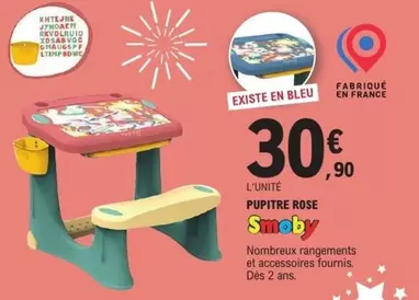 Smoby - Pupitre Rose offre à 30,9€ sur E.Leclerc